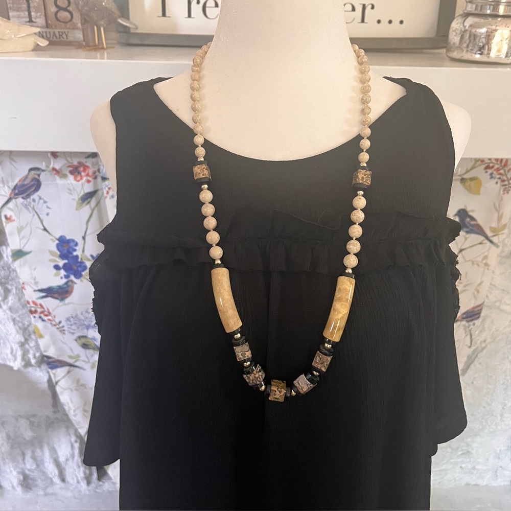 Vintage Jasper and Quartz Infinity Necklace